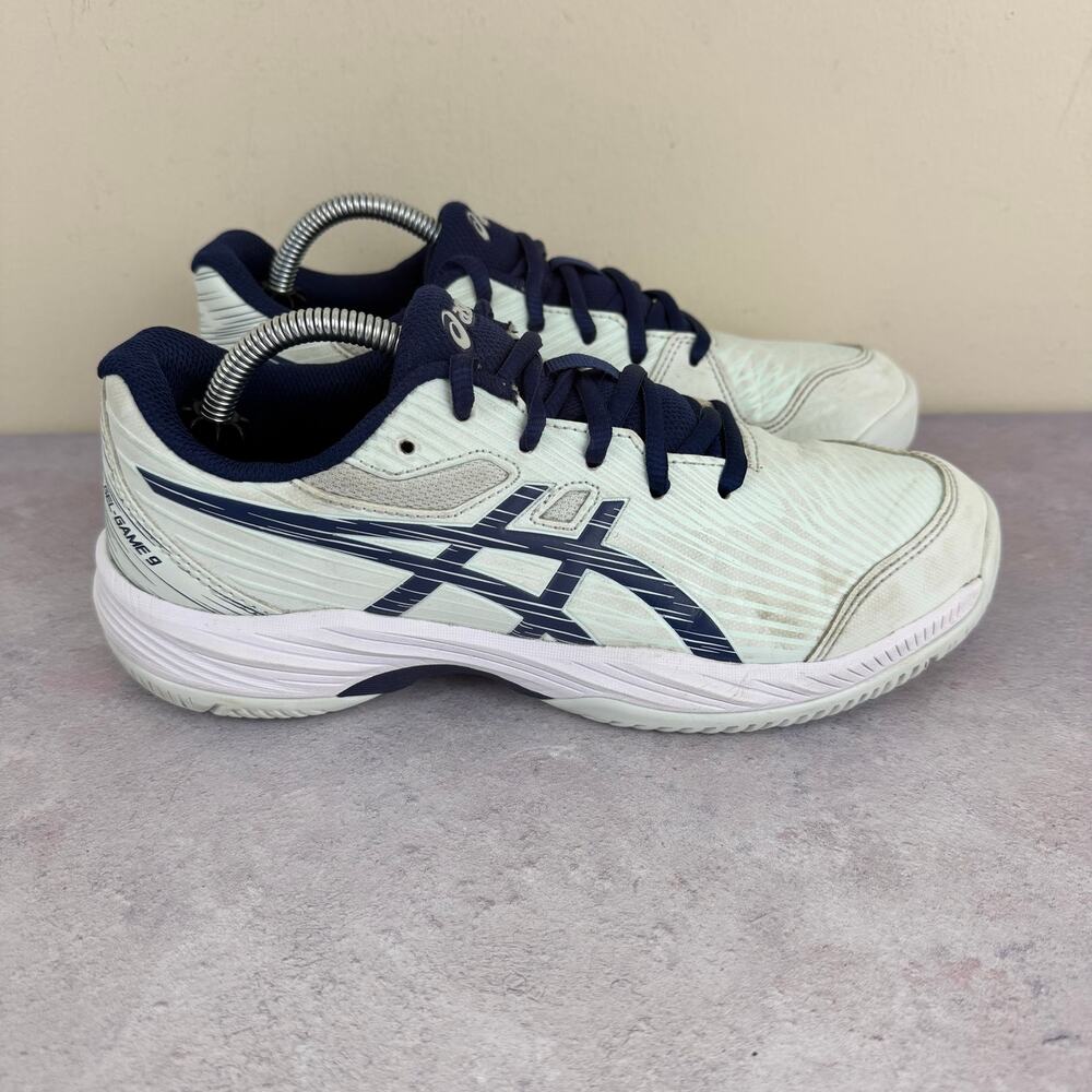ASICS Shoes Men's Size 5.5 Gel Game 9 Pickleball Shoes White Navy Blue Read - Picture 5 of 14